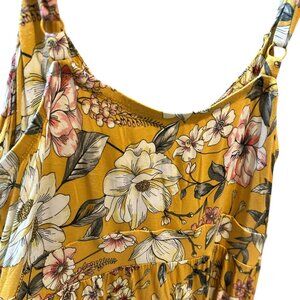 golden maxi dress with gorgeous floral pattern